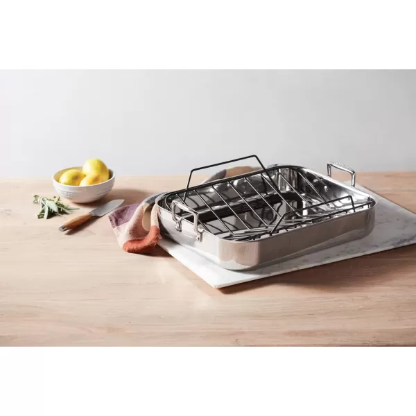 Le Creuset Stainless Steel Roasting Pan with Nonstick Rack, 16.25" x 13.25", Large