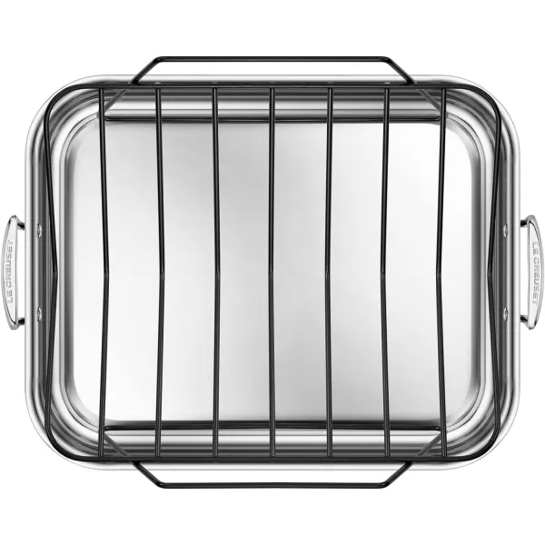 Le Creuset Stainless Steel Roasting Pan with Nonstick Rack, 16.25" x 13.25", Large