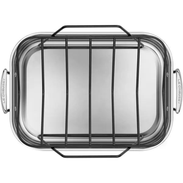 Le Creuset Stainless Steel Roasting Pan with Nonstick Rack, 16.25" x 13.25", Large