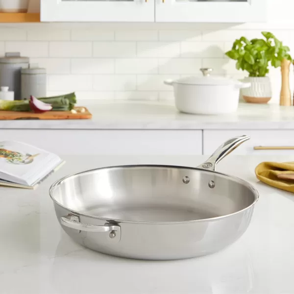 Le Creuset Tri-Ply Stainless Steel 12.5" Deep Fry Pan with Helper Handle