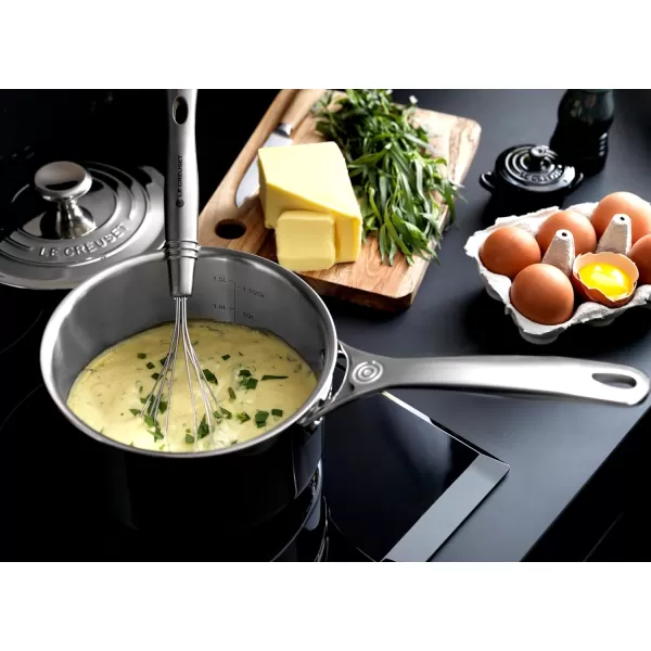 Le Creuset Tri-Ply Stainless Steel 4 Quart Saucepan with Helper Handle