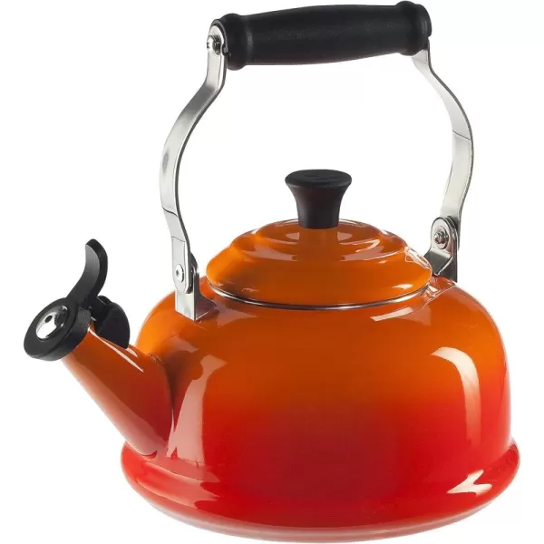 Le Creuset Enamel On Steel Whistling Tea Kettle with Gold Knob and Brackets, 1.7 qt., Rhone