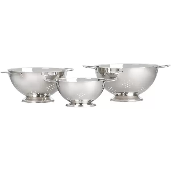Le Creuset Set of 3 Stackable Colanders, Large, Stainless Steel