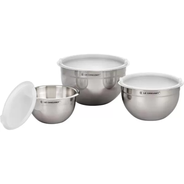 Le Creuset Set of 3 Stackable Colanders, Large, Stainless Steel