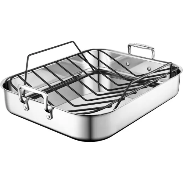 Le Creuset Stainless Steel Roasting Pan with Nonstick Rack, 16.25" x 13.25", Large