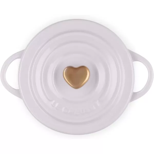 Le Creuset Cerise with Gold Heart Knob Stoneware Mini Round Cocotte, 8 oz