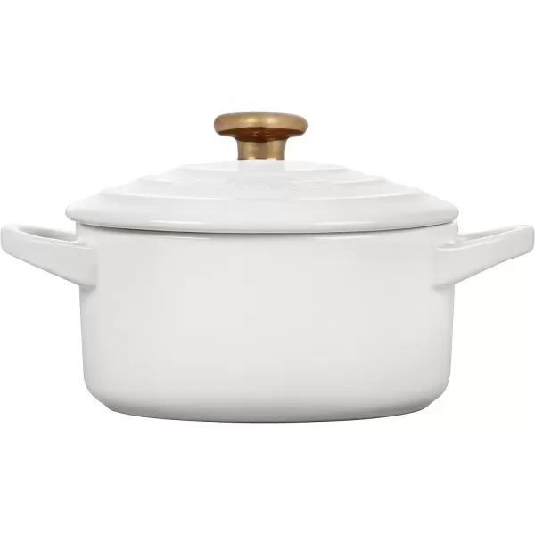 Le Creuset Cerise with Gold Heart Knob Stoneware Mini Round Cocotte, 8 oz