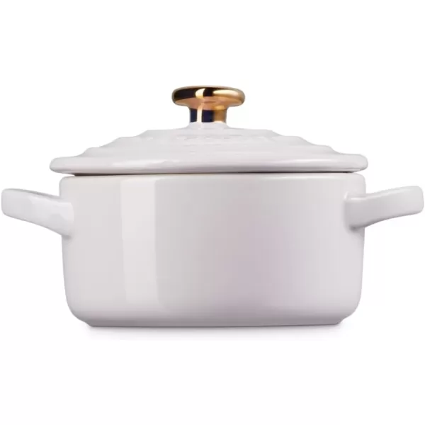 Le Creuset Cerise with Gold Heart Knob Stoneware Mini Round Cocotte, 8 oz