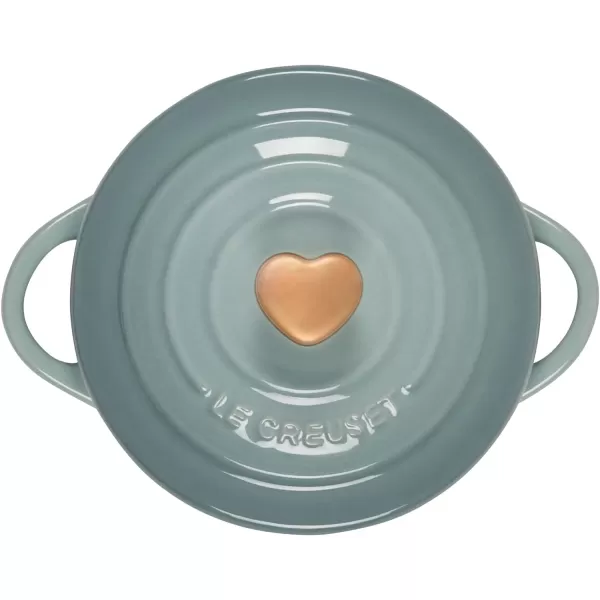 Le Creuset Cerise with Gold Heart Knob Stoneware Mini Round Cocotte, 8 oz