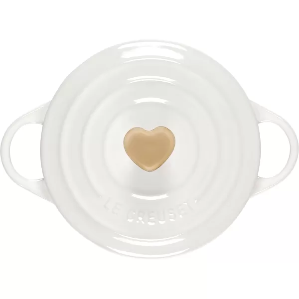 Le Creuset Cerise with Gold Heart Knob Stoneware Mini Round Cocotte, 8 oz