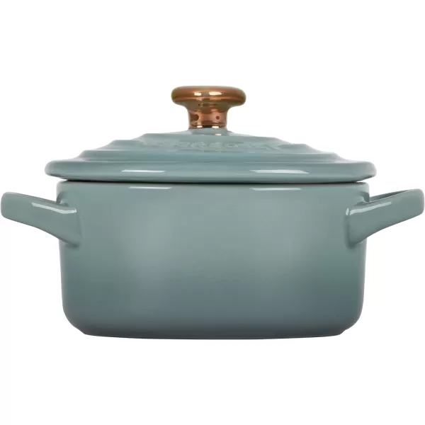 Le Creuset Cerise with Gold Heart Knob Stoneware Mini Round Cocotte, 8 oz
