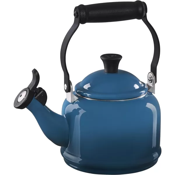 Le Creuset Enamel On Steel Demi Kettle &amp; Stoneware Set of 2 Mugs, 1.25 qt. Kettle &amp;  14 oz. Mugs, Licorice
