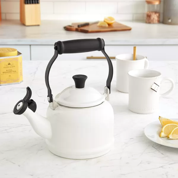 Le Creuset Enamel On Steel Demi Kettle &amp; Stoneware Set of 2 Mugs, 1.25 qt. Kettle &amp;  14 oz. Mugs, Licorice