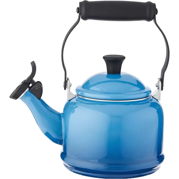 Le Creuset Enamel On Steel Demi Kettle &amp; Stoneware Set of 2 Mugs, 1.25 qt. Kettle &amp;  14 oz. Mugs, Licorice