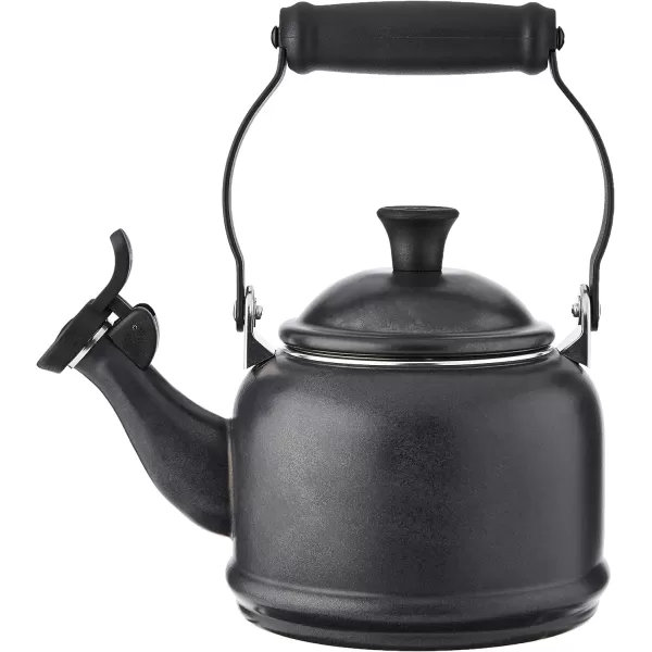 Le Creuset Enamel On Steel Demi Kettle &amp; Stoneware Set of 2 Mugs, 1.25 qt. Kettle &amp;  14 oz. Mugs, Licorice