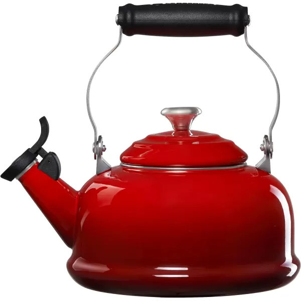 Le Creuset Enamel On Steel Whistling Tea Kettle with Metal Finishes, 1.7 qt., Meringue