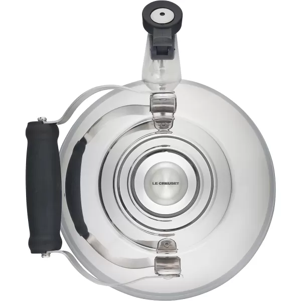 Le Creuset Enamel On Steel Whistling Tea Kettle with Metal Finishes, 1.7 qt., Meringue