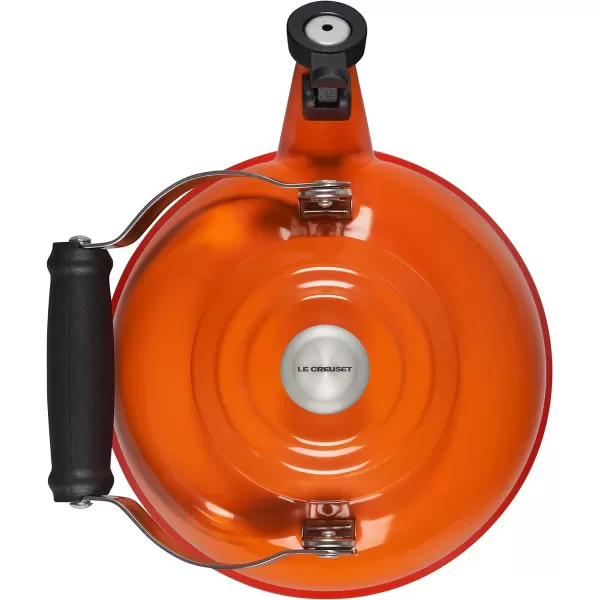 Le Creuset Enamel On Steel Whistling Tea Kettle with Metal Finishes, 1.7 qt., Meringue