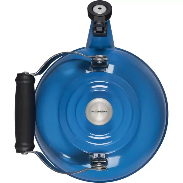 Le Creuset Enamel On Steel Whistling Tea Kettle with Metal Finishes, 1.7 qt., Meringue