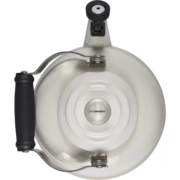 Le Creuset Enamel On Steel Whistling Tea Kettle with Metal Finishes, 1.7 qt., Meringue
