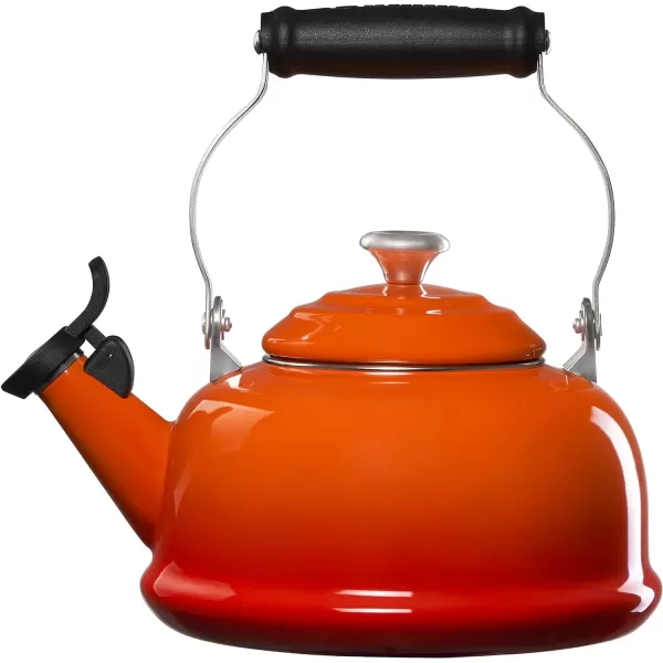 Le Creuset Enamel On Steel Whistling Tea Kettle with Metal Finishes, 1.7 qt., Meringue