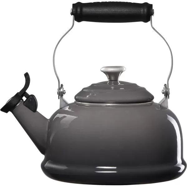 Le Creuset Enamel On Steel Whistling Tea Kettle with Metal Finishes, 1.7 qt., Meringue