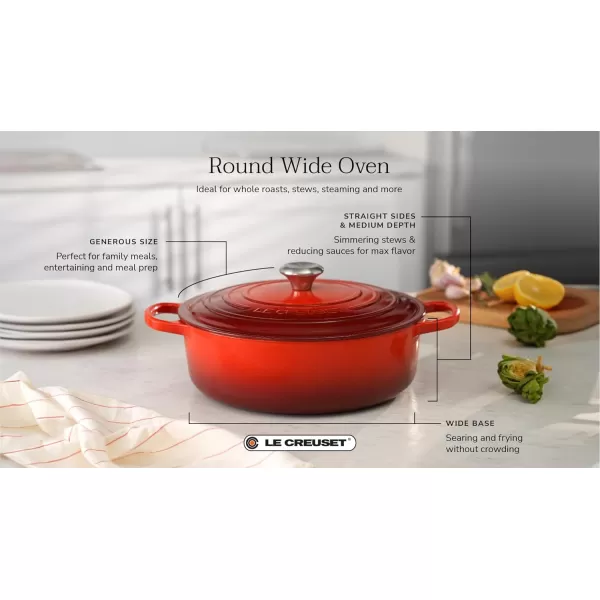 Le Creuset Enameled Cast Iron Signature Round Wide Dutch Oven, 6.75 qt., Rhone