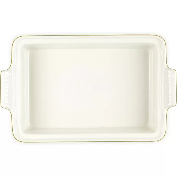 Le Creuset Olive Branch Collection Stoneware Heritage Covered Rectangular Casserole, 4 qt., Marseille with Embossed Lid