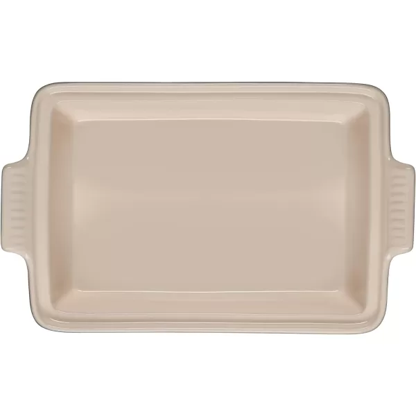 Le Creuset Olive Branch Collection Stoneware Heritage Covered Rectangular Casserole, 4 qt., Marseille with Embossed Lid