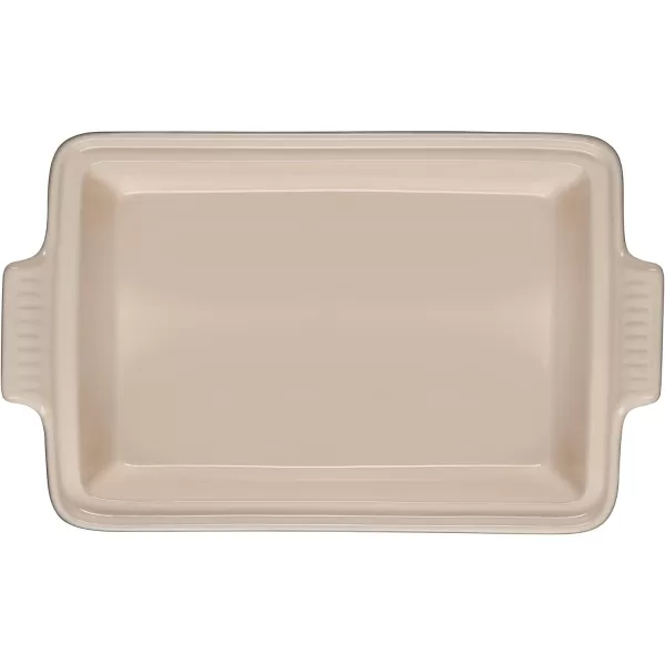 Le Creuset Olive Branch Collection Stoneware Heritage Covered Rectangular Casserole, 4 qt., Marseille with Embossed Lid