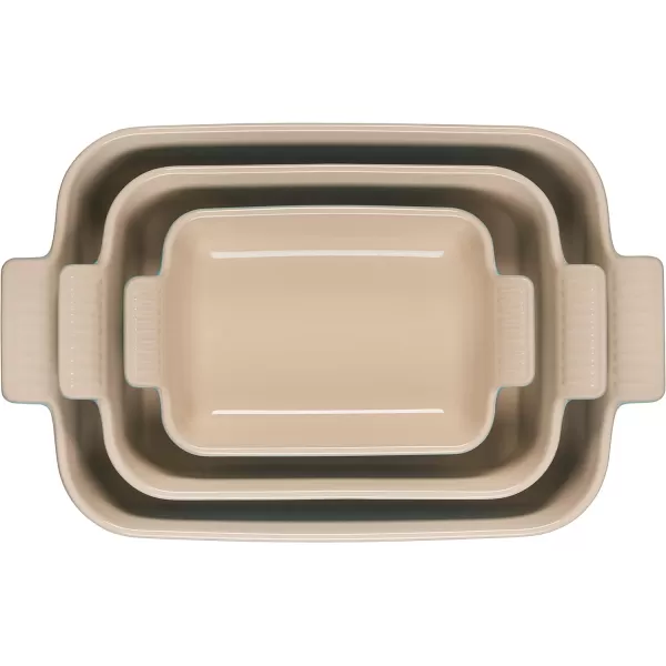Le Creuset Stoneware Heritage Set 3 Rectangular Dishes, Sea Salt