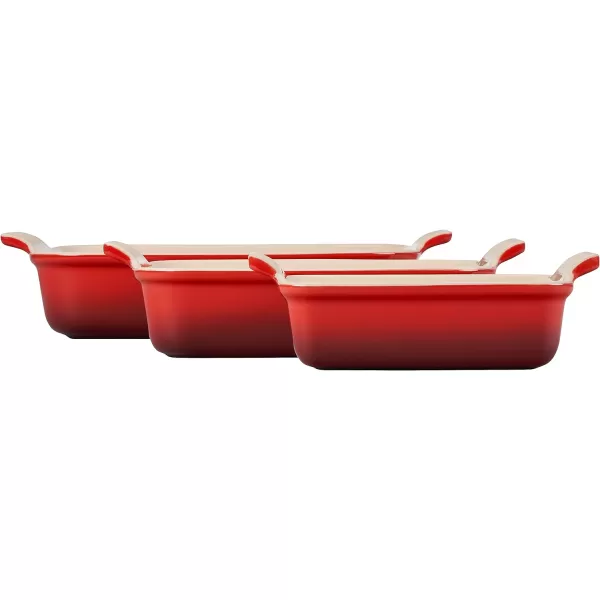 Le Creuset Stoneware Heritage Set 3 Rectangular Dishes, Sea Salt