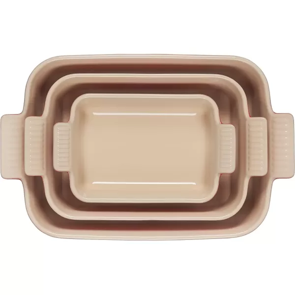 Le Creuset Stoneware Heritage Set 3 Rectangular Dishes, Sea Salt