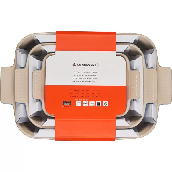 Le Creuset Stoneware Heritage Set 3 Rectangular Dishes, Sea Salt