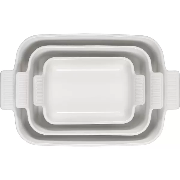 Le Creuset Stoneware Heritage Set 3 Rectangular Dishes, Sea Salt
