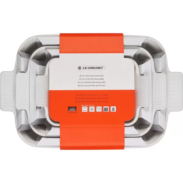 Le Creuset Stoneware Heritage Set 3 Rectangular Dishes, Sea Salt