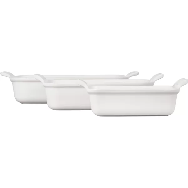 Le Creuset Stoneware Heritage Set 3 Rectangular Dishes, Sea Salt