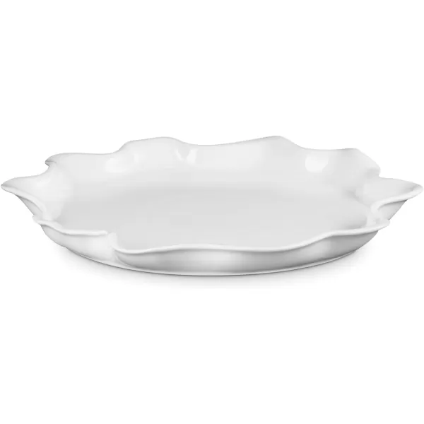 Le Creuset Stoneware Iris Collection Serving Platter, 14", White