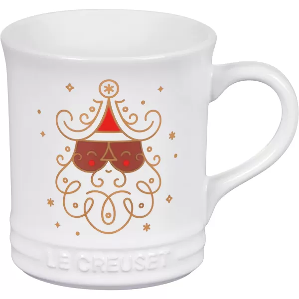 Le Creuset Stoneware Noel Collection: Santa Mug, 14 oz., White w/Applique