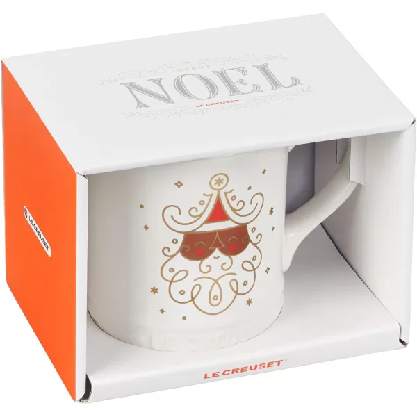 Le Creuset Stoneware Noel Collection: Santa Mug, 14 oz., White w/Applique
