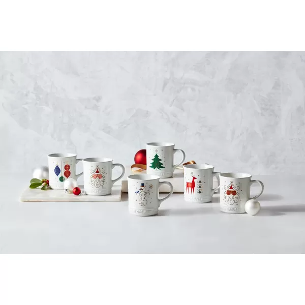 Le Creuset Stoneware Noel Collection: Santa Mug, 14 oz., White w/Applique