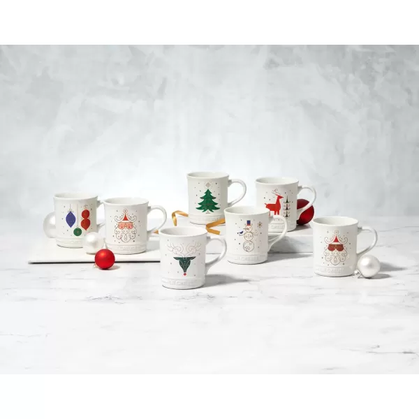 Le Creuset Stoneware Noel Collection: Santa Mug, 14 oz., White w/Applique