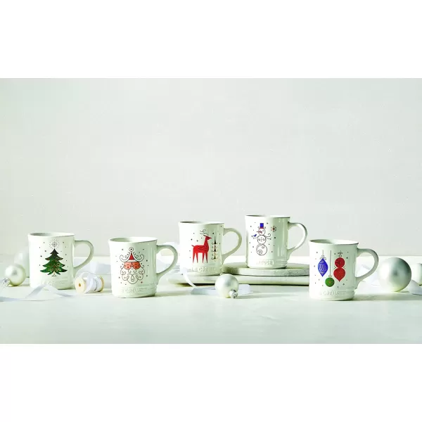 Le Creuset Stoneware Noel Collection: Santa Mug, 14 oz., White w/Applique