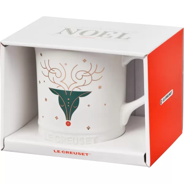 Le Creuset Stoneware Noel Collection: Santa Mug, 14 oz., White w/Applique