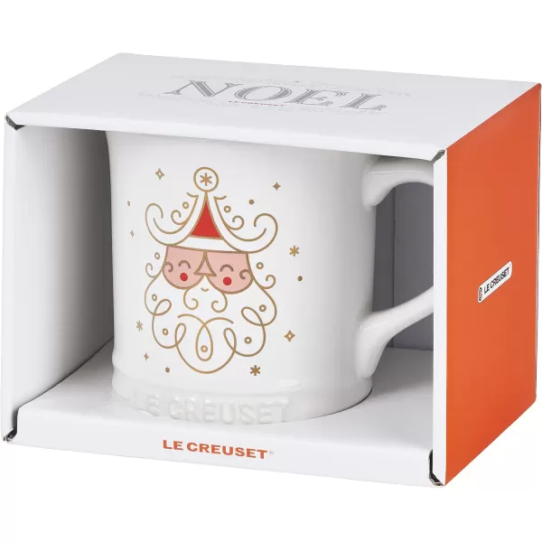 Le Creuset Stoneware Noel Collection: Santa Mug, 14 oz., White w/Applique