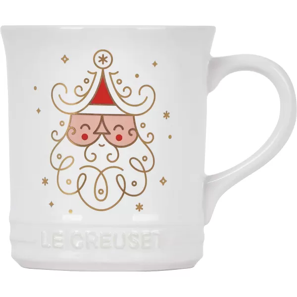 Le Creuset Stoneware Noel Collection: Santa Mug, 14 oz., White w/Applique