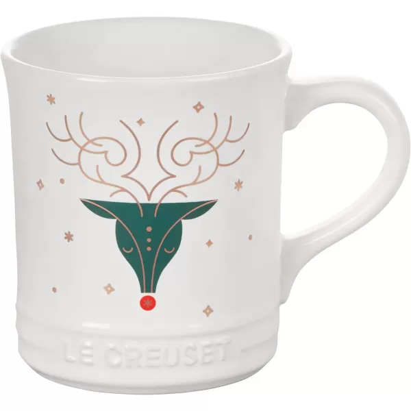 Le Creuset Stoneware Noel Collection: Santa Mug, 14 oz., White w/Applique