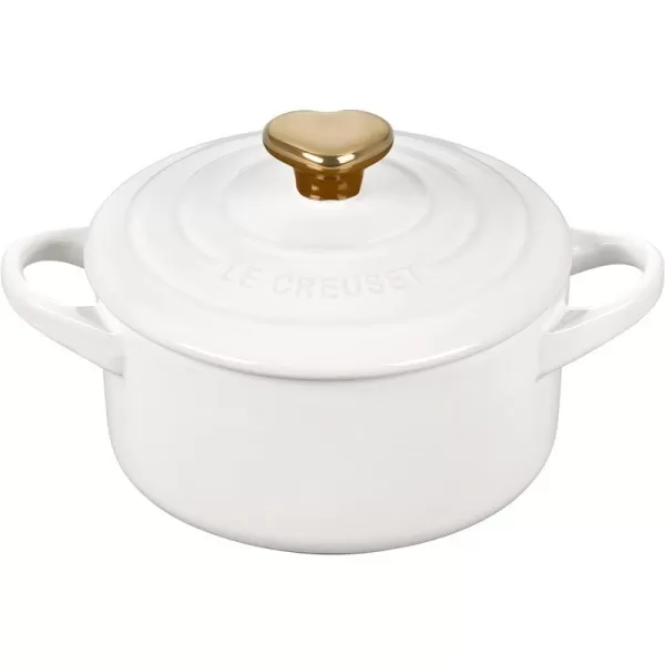 Le Creuset Cerise with Gold Heart Knob Stoneware Mini Round Cocotte, 8 oz