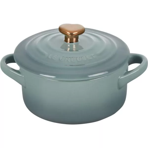 Le Creuset Cerise with Gold Heart Knob Stoneware Mini Round Cocotte, 8 oz