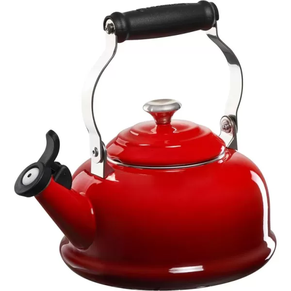 Le Creuset Enamel On Steel Whistling Tea Kettle with Metal Finishes, 1.7 qt., Meringue